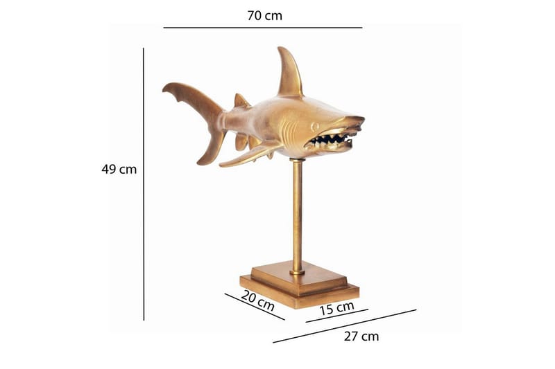 Dekorativ figur Wohnling Deco hai 70 cm aluminium, maritim stil Gull - Gull - Interiør - Dekorasjon & innredningsdetaljer