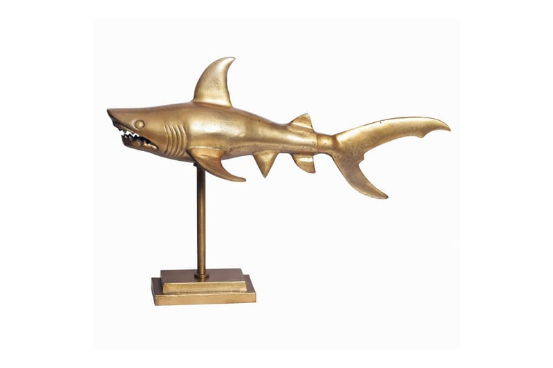 Dekorativ figur Wohnling Deco hai 70 cm aluminium, maritim stil Gull - Gull - Interiør - Dekorasjon & innredningsdetaljer