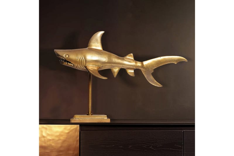 Dekorativ figur Wohnling Deco hai 70 cm aluminium, maritim stil Gull - Gull - Interiør - Dekorasjon & innredningsdetaljer