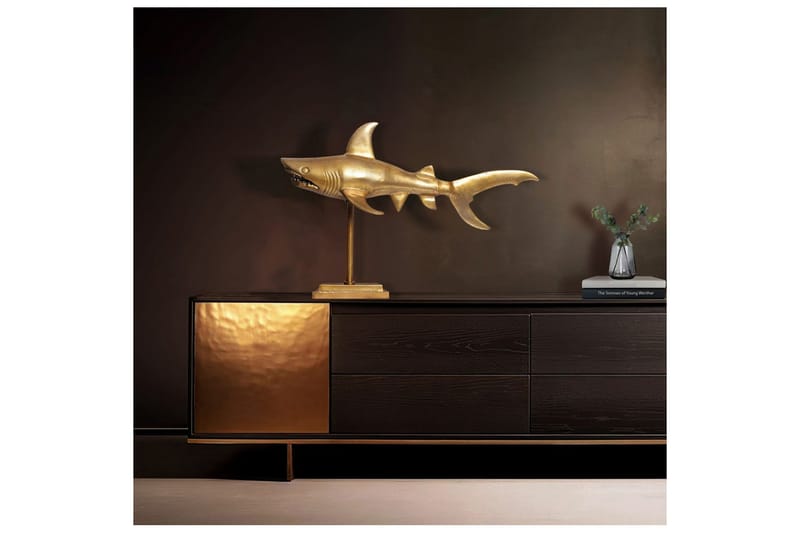 Dekorativ figur Wohnling Deco hai 70 cm aluminium, maritim stil Gull - Gull - Interiør - Dekorasjon & innredningsdetaljer