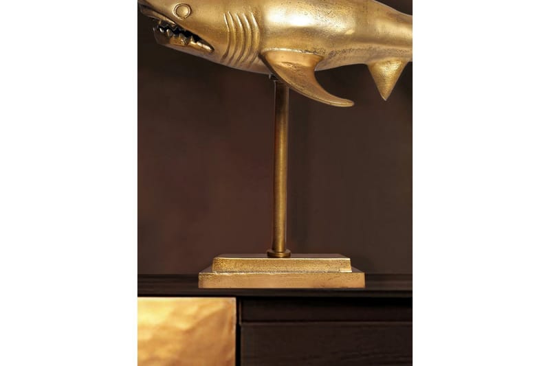 Dekorativ figur Wohnling Deco hai 70 cm aluminium, maritim stil Gull - Gull - Interiør - Dekorasjon & innredningsdetaljer