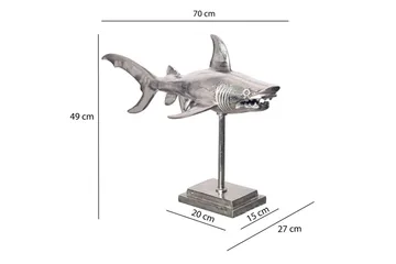 Dekorativ figur Wohnling Deco hai 70 cm aluminium, maritim stil Sølv - Sølv - Interiør - Dekorasjon & innredningsdetaljer