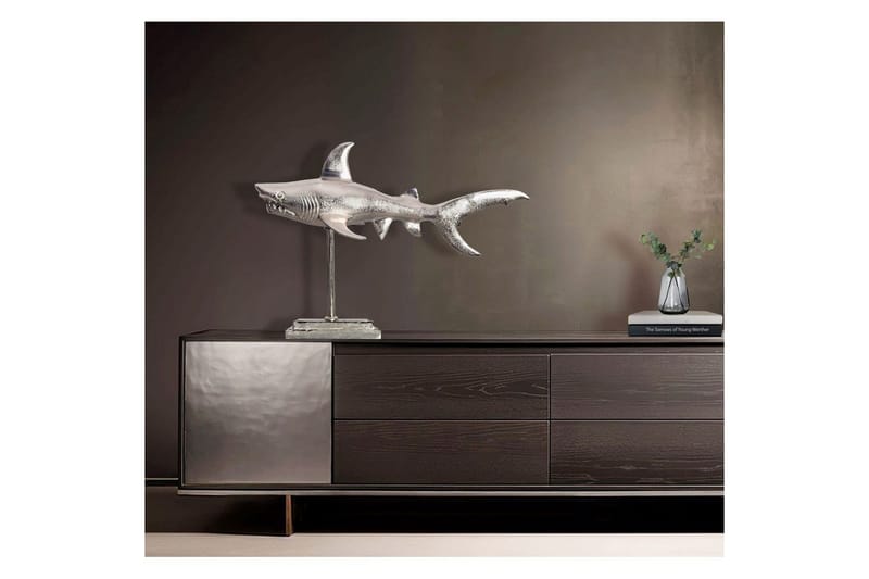 Dekorativ figur Wohnling Deco hai 70 cm aluminium, maritim stil Sølv - Sølv - Interiør - Dekorasjon & innredningsdetaljer