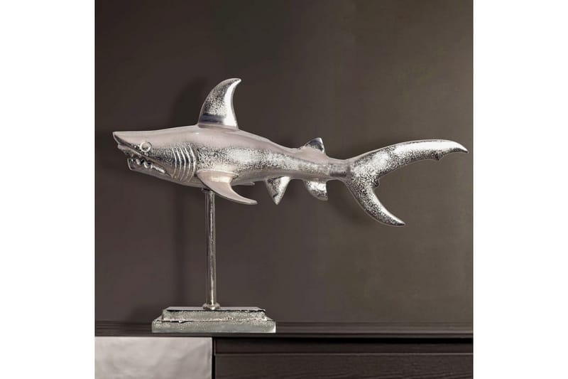 Dekorativ figur Wohnling Deco hai 70 cm aluminium, maritim stil Sølv - Sølv - Interiør - Dekorasjon & innredningsdetaljer