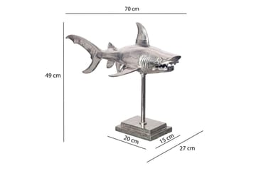 Dekorativ figur Wohnling Deco hai 70 cm aluminium, maritim stil Sølv - Sølv - Interiør - Dekorasjon & innredningsdetaljer