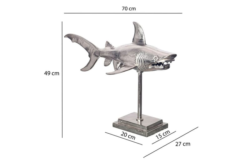 Dekorativ figur Wohnling Deco hai 70 cm aluminium, maritim stil Sølv - Sølv - Interiør - Dekorasjon & innredningsdetaljer