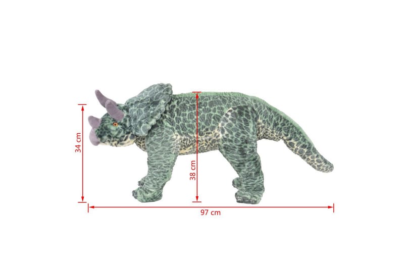 Stående lekedinosaur triceratops grønn XXL - grønn - Dekorasjon til barnerom