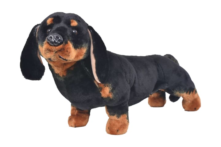 Stående lekehund dachshund plysj svart XXL - Dekorasjon til barnerom