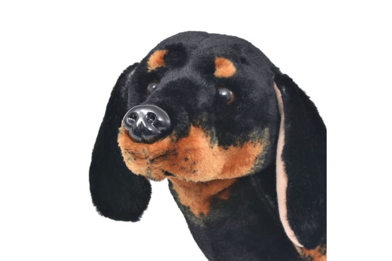Stående lekehund dachshund plysj svart XXL - Dekorasjon til barnerom