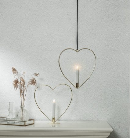 Flamme Heart innendørsdekorasjon 28 cm - Messing - Interiør - Innredning til barnerom - Barnelamper