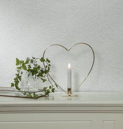 Flamme Heart innendørsdekorasjon 28 cm - Messing - Interiør - Innredning til barnerom - Barnelamper