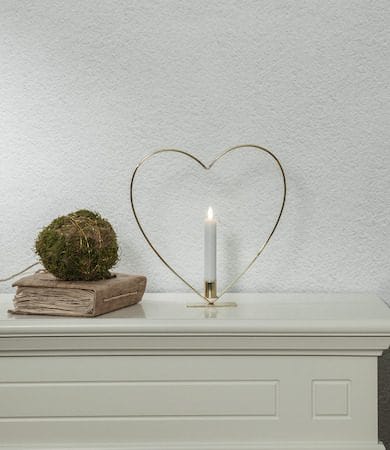 Flamme Heart innendørsdekorasjon 28 cm - Messing - Interiør - Innredning til barnerom - Barnelamper