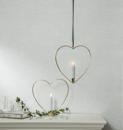 Flamme Heart innendørsdekorasjon 28 cm - Messing - Interiør - Innredning til barnerom - Barnelamper