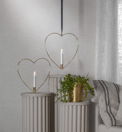 Flamme Heart innendørsdekorasjon 28 cm - Messing - Interiør - Innredning til barnerom - Barnelamper