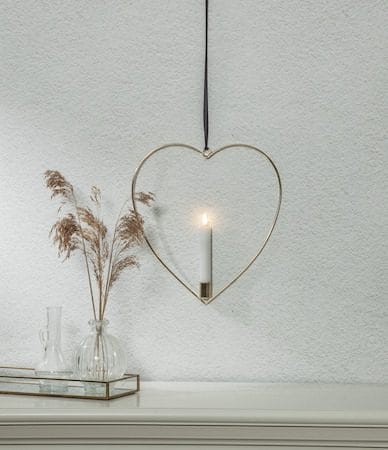 Flamme Heart innendørsdekorasjon 28 cm - Messing - Interiør - Innredning til barnerom - Barnelamper