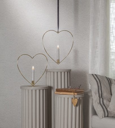 Flamme Heart innendørsdekorasjon 28 cm - Messing - Interiør - Innredning til barnerom - Barnelamper