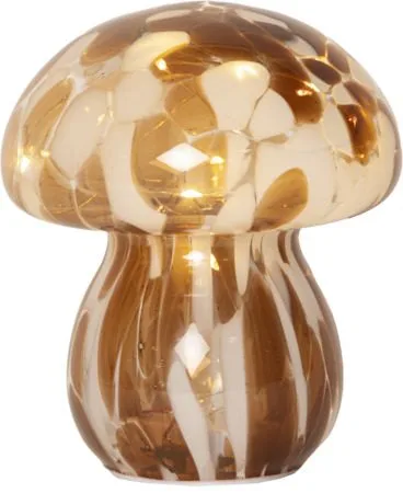 Funghi Glassdekorasjon 13 cm, brun/hvit