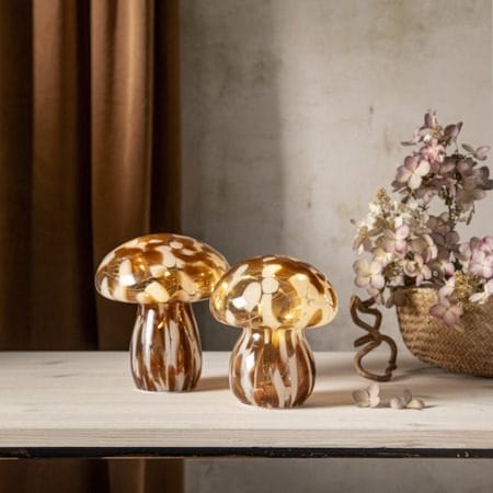 Funghi Glassdekorasjon 13 cm - brun/hvit - Interiør - Innredning til barnerom - Barnelamper