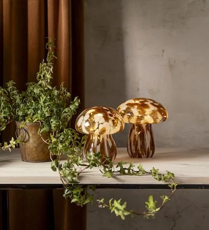 Funghi Glassdekorasjon 13 cm - brun/hvit - Interiør - Innredning til barnerom - Barnelamper