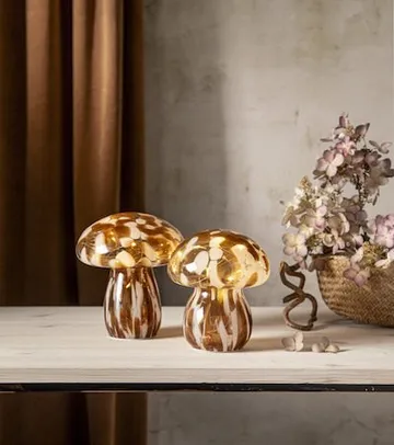Funghi Glassdekorasjon 13 cm - brun/hvit - Interiør - Innredning til barnerom - Barnelamper