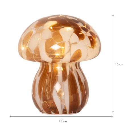 Funghi Glassdekorasjon 13 cm - brun/hvit - Interiør - Innredning til barnerom - Barnelamper