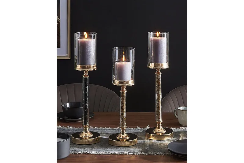 Ljusstake Beliani Abbeville Guld, 13x13x41 cm GOLD - Interiør - Lys & dufter - Lysestaker og lykter