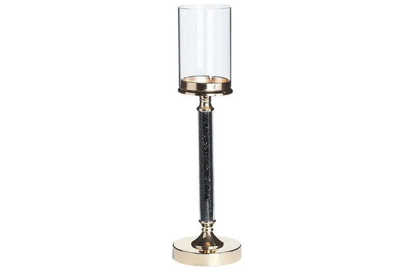Ljusstake Beliani Abbeville Guld, 13x13x48 cm Black||GOLD