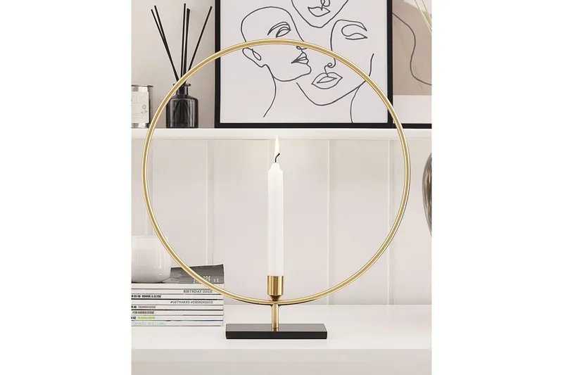 Ljusstake Beliani Seram GOLD||Black - Interiør - Lys & dufter - Lysestaker og lykter