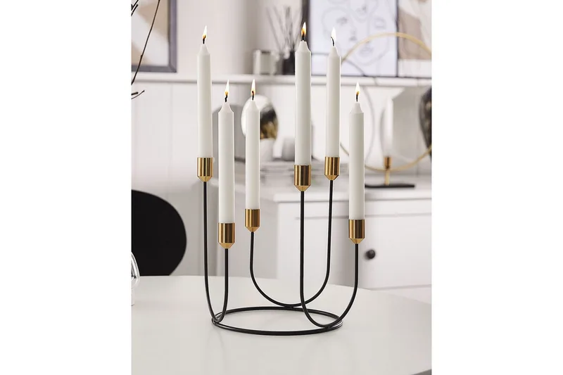 Ljusstake Beliani Panay Black||GOLD - Interiør - Lys & dufter - Lysestaker og lykter