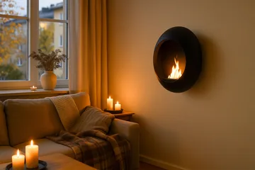 Corbo Liten Vegghengt Rund Etanolkamin 60x23x60 cm i Stål - Svart - Interiør - Peis - Peis uten pipe - Biopeis