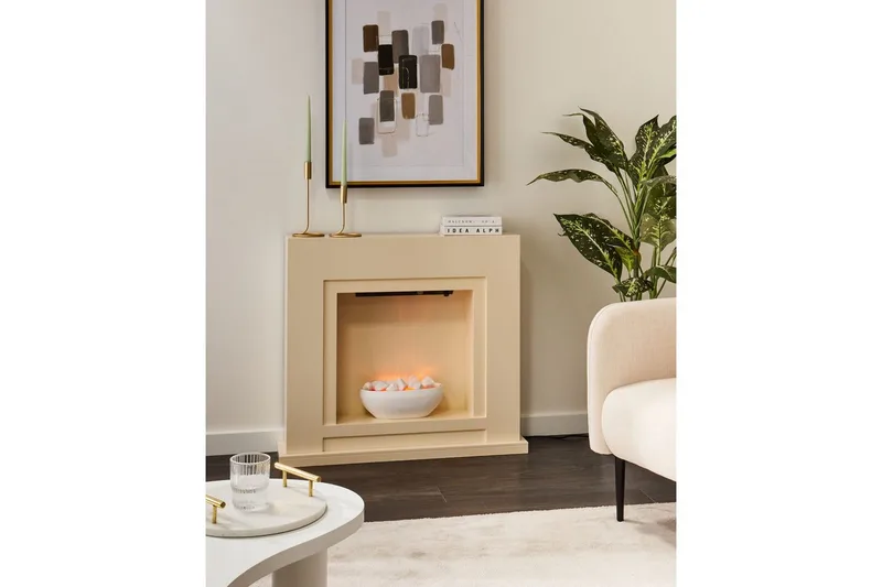 Elektrisk eldstad Beliani Sahara NO_BRAND Beige||White - Interiør - Peis - Peis uten pipe - El-peiser