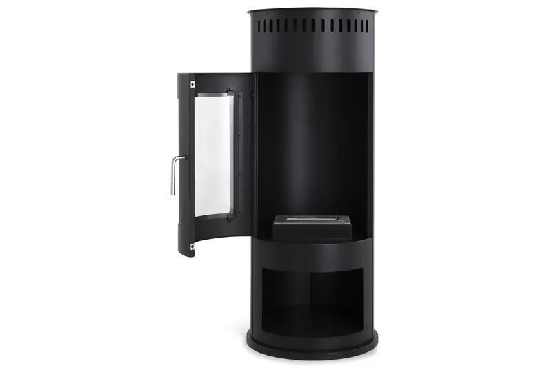 Corbo Frittstående Rund Etanolpeis 112x45x45 cm i glass og rustfritt stål - Svart - Interiør - Peis - Peis uten pipe - Biopeis