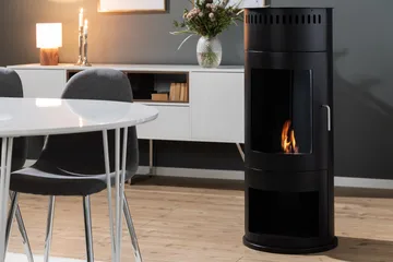 Corbo Frittstående Rund Etanolpeis 112x45x45 cm i glass og rustfritt stål - Svart - Interiør - Peis - Peis uten pipe - Biopeis