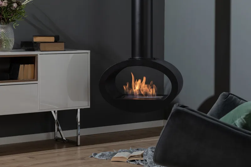 Mauro Vegghengt Etanolkamin 190x60x40 cm i Stål - Svart - Interiør - Peis - Peis uten pipe - Biopeis