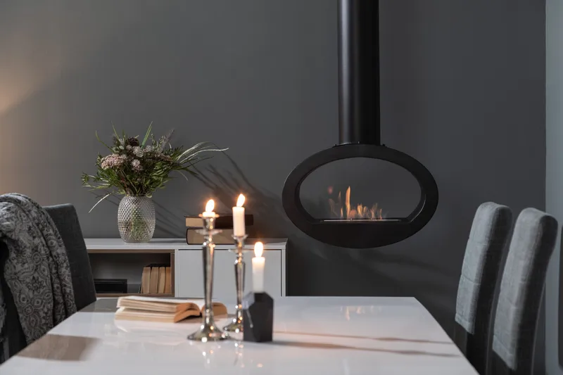 Mauro Vegghengt Etanolkamin 190x60x40 cm i Stål - Svart - Interiør - Peis - Peis uten pipe - Biopeis