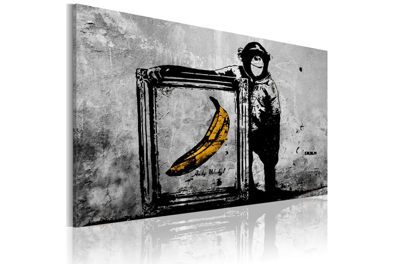Bilde Inspired by Banksy black and white 120x80 - Artgeist sp. z o. o. - Lerretsbilder