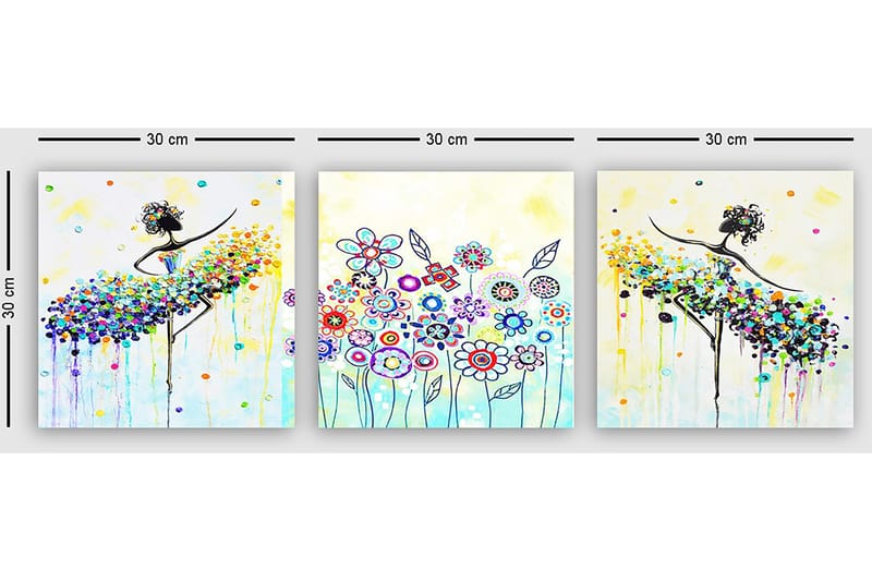 Decorative Canvas Painting (3 Pieces) 30x30 - Interiør - Maleri & posters - Lerretsbilder