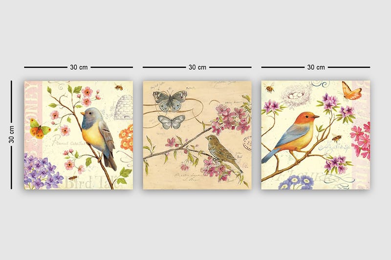 Decorative Canvas Painting (3 Pieces) 30x30 - Interiør - Maleri & posters - Lerretsbilder