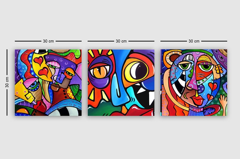 Decorative Canvas Painting (3 Pieces) 30x30 - Interiør - Maleri & posters - Lerretsbilder