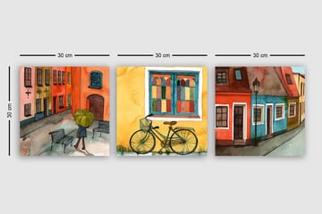 Decorative Canvas Painting (3 Pieces) 30x30 - Interiør - Maleri & posters - Lerretsbilder