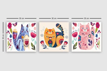 Decorative Canvas Painting (3 Pieces) 30x30 - Interiør - Maleri & posters - Lerretsbilder
