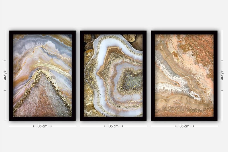 Decorative Framed Painting (3 Pieces) 35x45 - Interiør - Maleri & posters - Lerretsbilder