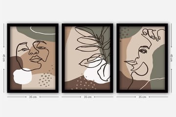 Decorative Framed Painting (3 Pieces) 35x45 - Interiør - Maleri & posters - Lerretsbilder