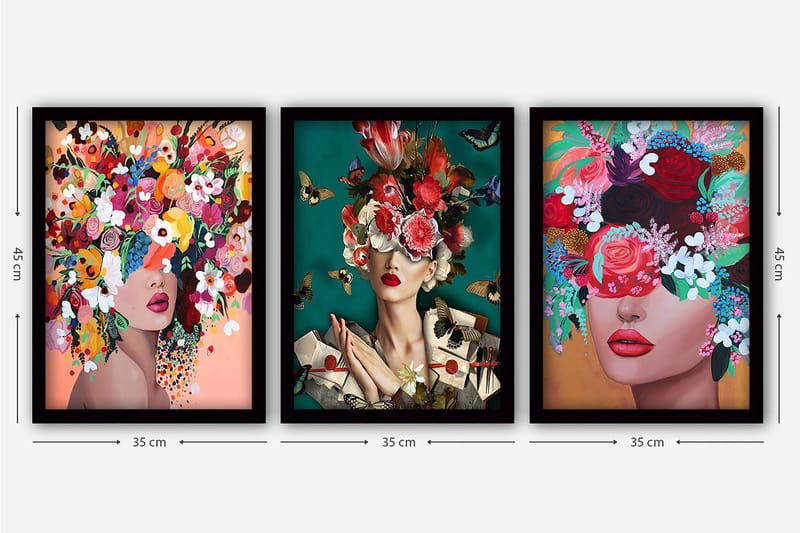 Decorative Framed Painting (3 Pieces) 35x45 - Interiør - Maleri & posters - Lerretsbilder