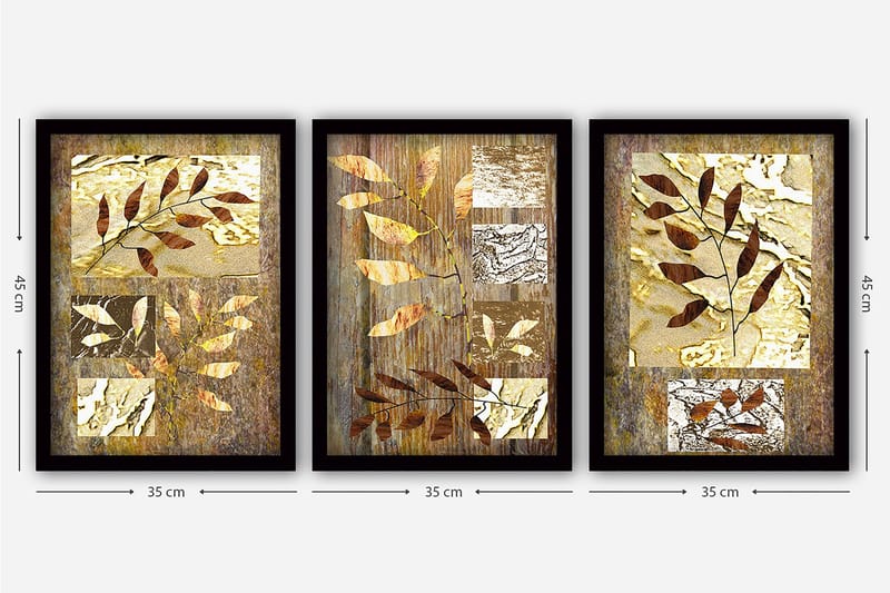Decorative Framed Painting (3 Pieces) 35x45 - Interiør - Maleri & posters - Lerretsbilder