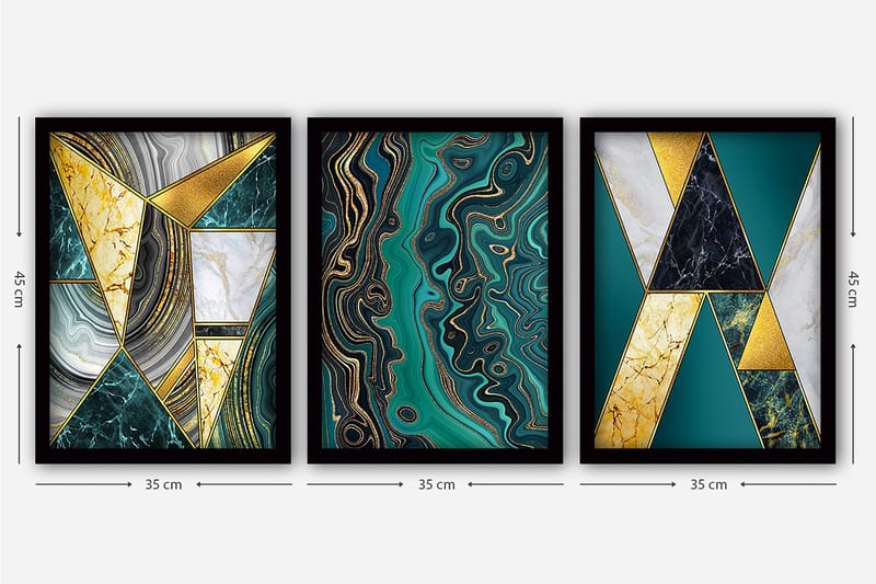 Decorative Framed Painting (3 Pieces) 35x45 - Interiør - Maleri & posters - Lerretsbilder