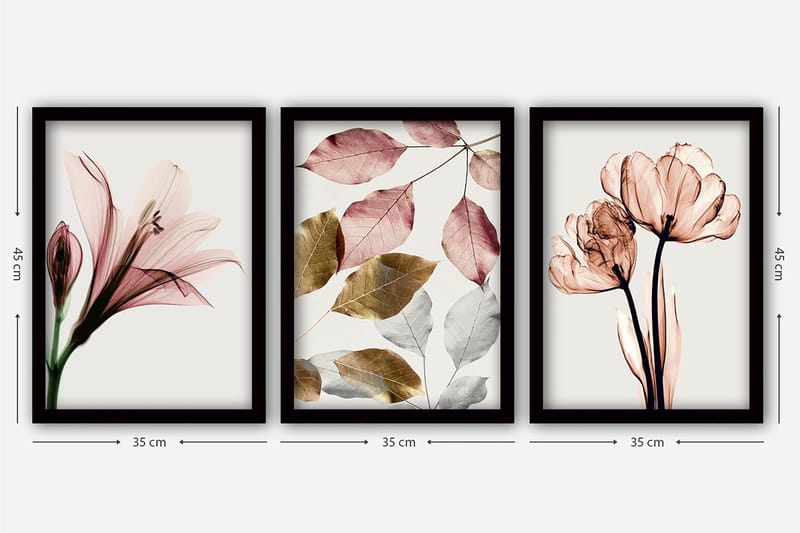 Decorative Framed Painting (3 Pieces) 35x45 - Interiør - Maleri & posters - Lerretsbilder