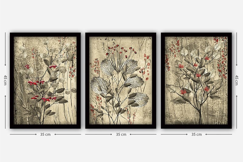 Decorative Framed Painting (3 Pieces) 35x45 - Interiør - Maleri & posters - Lerretsbilder