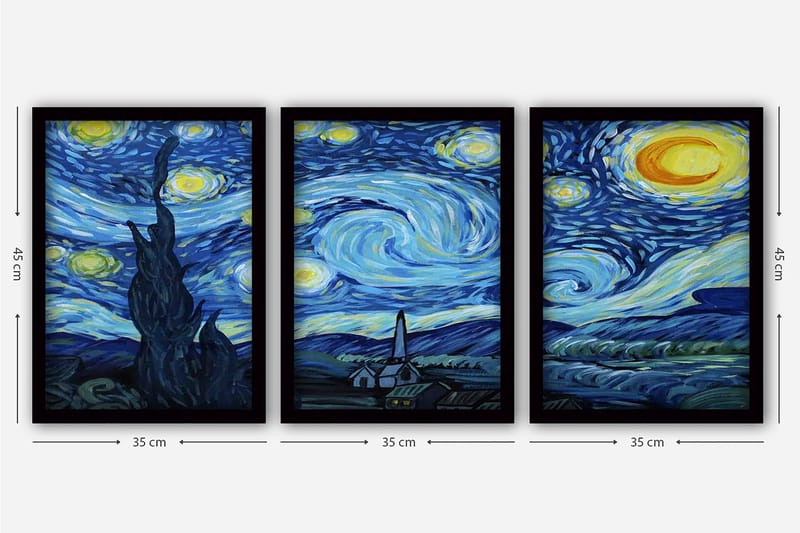 Decorative Framed Painting (3 Pieces) 35x45 - Interiør - Maleri & posters - Lerretsbilder