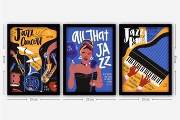 Decorative Framed Painting (3 Pieces) 35x45 - Interiør - Maleri & posters - Lerretsbilder